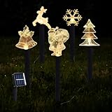 5 Stück Acryl Weihnachtsbeleuchtung Außen Solar,Weihnachtsmann | Elch | Schneeflocke | Glocken |...