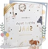 Lebenskompass Babyalbum Mein erstes Jahr 'PURE' mit über 75 Stickern & Spruchkarte EXTRA - Ein Baby...