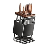 Dxcaicc Messerblock Mit Tropfschale - Arbeitsplatten-Messeraufbewahrungs-Organizer | Belüftetes...