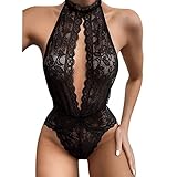 Dessous Damen Sexy Unterwäsche, Damen Reizwäsche Sexy Body Dessous Spitze Bodysuit Neckholder...