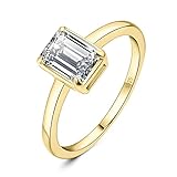 JewelryPalace Klassisch Smaragdschliff 1ct Zirkonia Solitär Promise Ring Damen, Schmuck Set,...