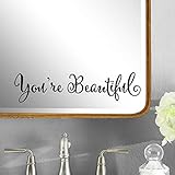 Inspirierende Wandspiegel-Aufkleber, 'You're Beautiful Positive', für Badezimmer, Wand-Sprüche,...