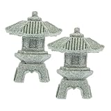UPKOCH 2 Stück Teiliges Mini Pagoden Gartendekor aus Japanischem Stein Wetterfeste Gartenstatuen...
