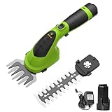 FOONNUN Gartenschere A-kku 7,2V, 2-in-1 Gartenschere A-kku, Schnittlänge/Breite 17cm/9,3cm, 180°...