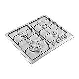 4-Flammen-Gaskochfeld Edelstahl Küche-Gasherd-Einbauherd,Drehschalter mit Druckknopf,mit...
