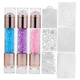 HAMPPLIES 3 Stück Teiliges Nail Art Stamping Tool mit Doppelseitigem Silikonstempel und Schaber...