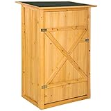 tectake® Holz Gartenschrank, Outdoor Schrank wetterfest, 75 x 56 x 118 cm, Geräteschrank mit 2...