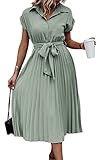 ASOMI Sommerkleid Damen Hemdkleid Kurzarm: Elegant Kurzarm Strandkleid Büro Wickelkleid Mode Tasche...