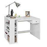 SoBuy® FWT35-W Schreibtisch mit 1 Schublade und 3 Ablagen Tisch Arbeitstisch Computertisch...