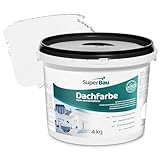 SuperBau Dachfarbe Weiß 4kg, Sockelfarbe WASSERDICHT, Fassadenfarbe für Außen, Dachbeschichtung...