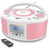 Tragbarer CD-Player Boombox mit Bluetooth | Fernsteuerung | FM-Radio | USB | MP3-Wiedergabe |...