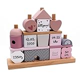 Steckspiel Haus rosa I Personalisierbares Geschenk zur Geburt Mädchen I Handmade Holzspielzeug I...