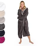 Blumtal Bademantel Damen, kuschelig weicher Bademantel Damen Baumwolle mit gefütterter Kapuze und...