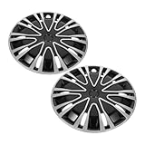 YARNOW 2 Stück Radkappen Stahlfelgen Zierblenden Silber schwarz Automobil Radzierblenden...