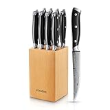 Steakmesser Set, FOHERE Edelstahl Steakbesteck Set 8 Personen mit Walnuss-Messerblock, 11.5...