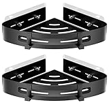 Uootach 2 Stück Duschablage Ohne Bohren, Eckablage Duschkorb Duschregal aus Aluminium mit Haken,...
