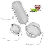 3 Stück Gewürzsieb, Edelstahl Gewürzei Teesieb mit Kette GewüRzsieb zum Mitkochen Teeei...