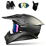 DriveNova Motocross MTB Helm Fullface, Erwachsener Cross Helm mit Brille Maske Handschuhe, Motorrad...