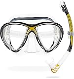 CRESSI Combo Big Eyes+Alpha UD Clear/Yellow - Kombo Set Maske Big Eyes Evo und Schnorchel Alpha UD,...