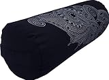 Tvamm-Lifestyle Yoga-Bolster Special, 65 x Ø 22 cm, Buchweizenschalen-gefüllt (Black Mandala)