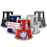 casa pura Tritthocker aus Stahl - Rollhocker 40 cm - 150 kg Tragkraft - Elefantenfuß mit Rollen -...