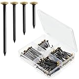 Enhon 120 Bildernägel Set (20/25/30/40mm) - Rostfreie Stahlnägel mit goldfarbenem Kopf für Beton,...