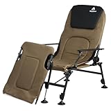 CampFeuer 2in1 Angelstuhl Olivgrün/Schwarz | Höhenverstellbarer Campingstuhl und Angelliege |...