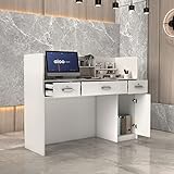 PREMTURE Empfangstheke, Empfangstresen, Bürotheke Rezeption Tisch mit 3 Schubladen und...