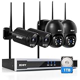 REIGY 8MP WLAN Überwachungskamera Aussen Set Vorinstallierte 1TB Festplatte, Funk 16CH NVR...