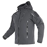 TACVASEN Herren Softshell Jacke Gefütterte Atmungsaktiv Bike Angeljacke Fleece Mulitaschen Warm...