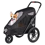 Petique Breeze Große Hundebuggy Hundewagen wandelbar Fahrradanhänger für Hunde mit Luftreifen,...