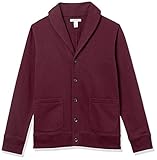 Amazon Essentials Herren Strickjacke aus Fleece mit Langen Ärmeln und Schalkragen, Burgunderrot, M