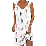 AMhomely Wickelkleid mit Federdruck für Damen, Sommer, ärmellos, Metallriemen, Tunika, Strand,...