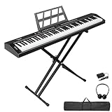 Bonnlo GPP-105 E Piano 88 Tasten, Digitalpiano Semi-Gewichtete Tastatur mit Dual-Bluetooth,...