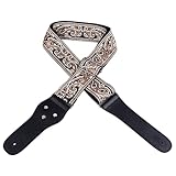 CFTGIW Gitarrengurt-Stickerei, Verbreiterter, Verstellbarer Schultergurt mit Plektren für Akustik-...