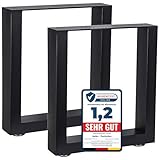 Melko Tischgestell Tischuntergestell Tischbeine 2er Set aus Stahl, Schwarz, 40 x 43 cm - universell...