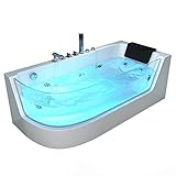 HOME DELUXE - Whirlpool Badewanne - CARICA Links weiß mit Heizung und Massage - Maße: 170 x 80 x...