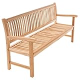 Divero 3-Sitzer Gartenbank Monza aus Teak-Holz, unbehandelt – Länge: 180 cm – Farbe:...