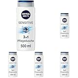 NIVEA MEN Sensitive Pflegedusche (500 ml), erfrischendes und pflegendes Duschgel mit Bambusmilch,...