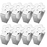 Aongray Blume-Motive Tischtuchklammer 8er Set, Silber Edelstahl Tischtuch Klammer Clips Einer 2,5...