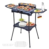 Sommertal BBQ231 Elektrogrill | Balkongrill | 2200W | Camping Grill | 2in1 Tischgrill mit Standfuß...