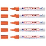 Edding 5 Stück 8750 Marker, speziell für Industrie, Orange, 2-4 mm