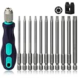 Hakkin 12 Stück Torx Schraubendreher Set 1/4' 100 mm Torx Bit Set Lang mit Loch S2 Elektrische...