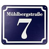 blaues Hausnummer und Straße Schild 2mm Aluverbund, 1-2 Zahlen 20 x 17 cm jetzt selbst gestalten