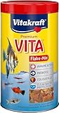 Vitakraft Flake-Mix, Fischfutter Aquarium, mit Garnelen und Spirulina, für alle Zierfische (1x 1l)