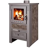 ProTermo Nova G Mokka Kaminofen mit Schamottsteinen - 7,5 kW Heizleistung - 82x48x48cm Kaminofen...