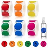 Hopton 3000 Stück Klebepunkte Bunt, 25 mm Punkte Aufkleber 6 Farben, Markierungspunkte Sticker,...