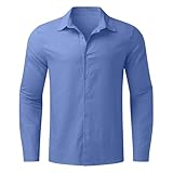 Leinenhemd Herren Langarm,Leinen Hemd Herren Sommer Button Down Hemden Baumwolle Locker Leichtes...