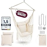 HEIMLING® Hängesessel Indoor & Outdoor XXL [All Inclusive Paket mit Aufhängung + 3 Kissen]...