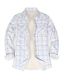 ThCreasa Damen-Flanelljacke mit Sherpa-Futter und Eingrifftaschen, kariert, mit Knopfleiste,...